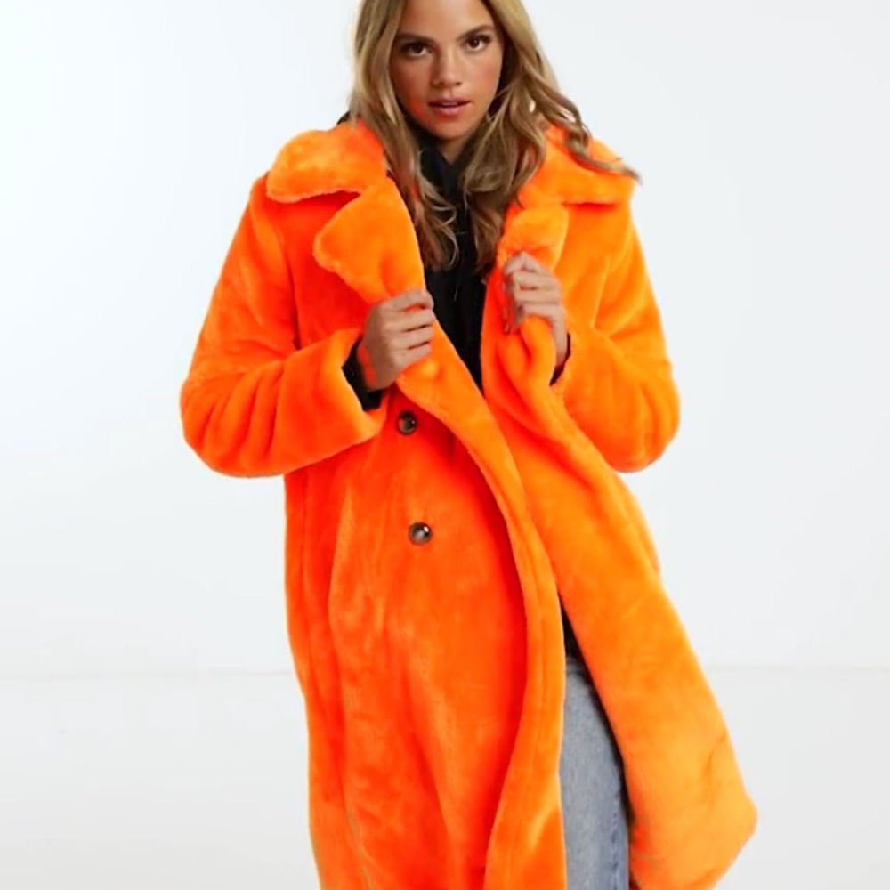 ! Luxury Neon orange  coat.